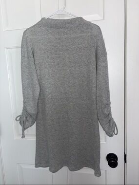 As U Wish Heather Gray Long-Sleeve Knit Dress with Sleeve Ties